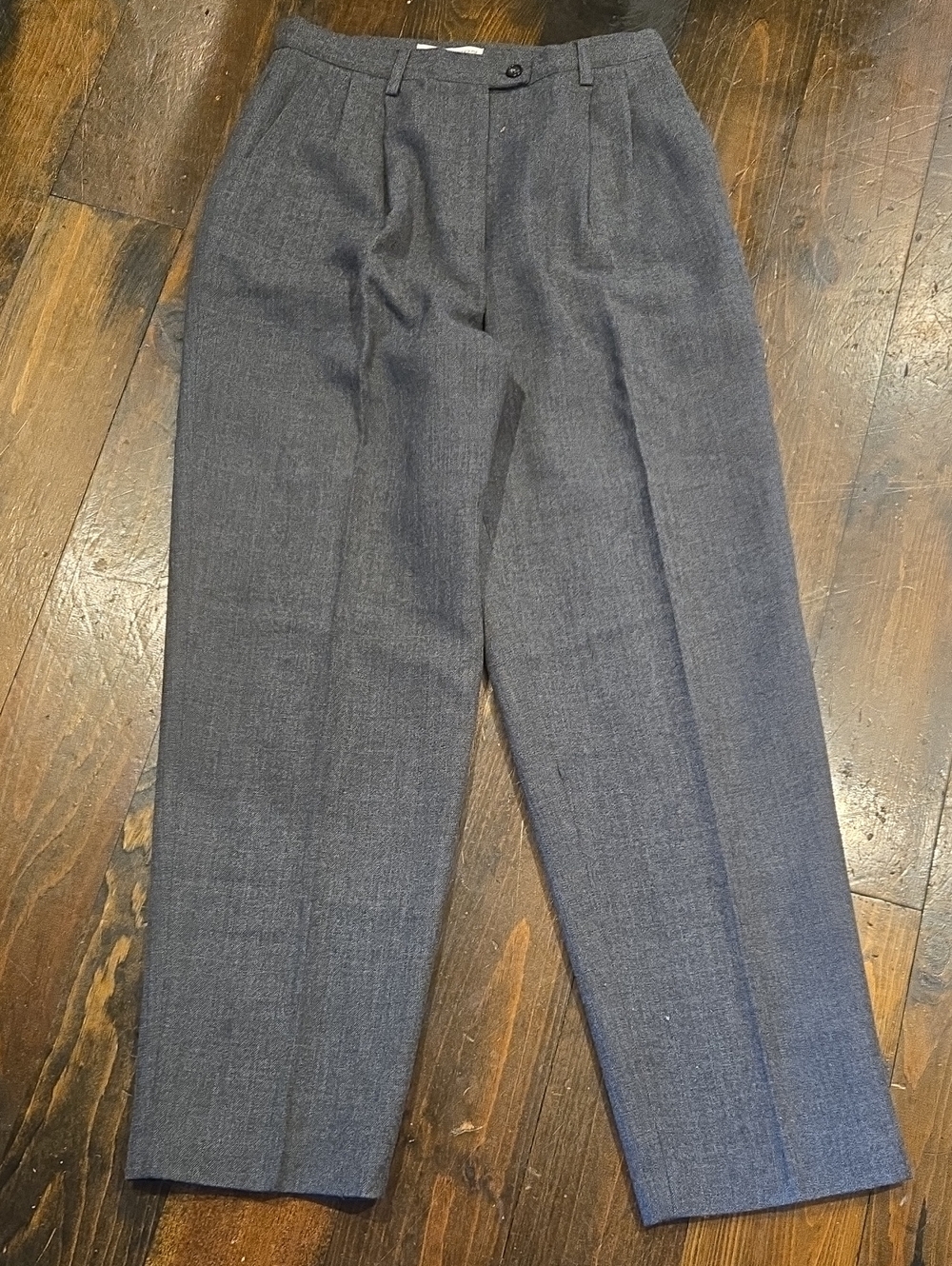Vtg J. London Gray Double Pleated Wool Blend Trousers SZ 12 Dark Academia Lined